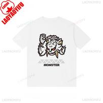 Monster Hunter Tshirt Funny Game Fans Cartoon Tops Cotton Korea Style Short Sleeve T Shirt Casual Hipster Streetwear Man Tees 4XL black