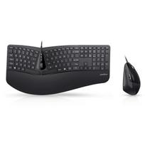 Perixx Ergonominė klaviatūra Vertikali pelė Rinkinys Laidinis Reguliuojamas riešo atramas Pakreipiamas ratukas Membraninė Angliškas išdėstymas Mažo profilio klavišai PERIDUO-505 4 krypčių juoda