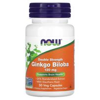 NOW Foods, Ginkgo Biloba, dvigubo stiprumo, 120 mg, 50 daržovių kapsulių