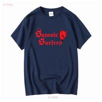 Satanic Surfers Devil Logo T Shirt Vintage Washed Designer Clothes Breathable Versatile Stretched Fashion Slightly Graphic S black