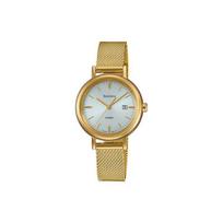 Casio Sheen Series Date Display Waterproof Business Quartz Movement Stainless Steel Strap Watch Women watches Silver SHS-D300GM-7A Silver Dial Gold Strap beige
