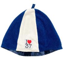 Reversible Sauna Hat Towel Fabric Gauze Large Size Made in Japan [Banane D'or] (Navy) tamsiai mėlyna