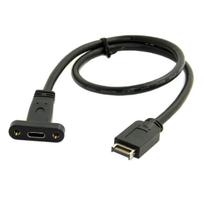 Cablecc USB priekinio skydelio jungties prailginimo laidas į moterišką jungtį su tvirtinimo varžtais, USB 3.1 Type-C, 40 cm,