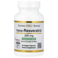 Kalifornijos aukso mityba, trans-resveratrolis, itališkas šaltinis, 200 mg, 60 daržovių kapsulių
