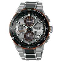 SEIKO Astron serija 100 metrų atsparus vandeniui saulės energija veikiantis kvarcinis keraminis titano dirželis 43,4 mm vyriškas laikrodis pilkas ciferblatas SSH183 mėlyna