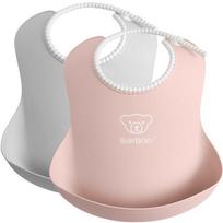 Babybjorn baby bib bib, gray, powder pink, 2 pieces, 1 piece white