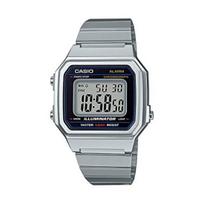 Casio Classic Digital Watch B650WD-1A Unisex Stainless Steel Band Retro Square 50m Water Resistant LED Light Alarm 7-Year Battery (B-650WD-1A) gray