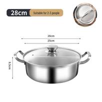 San Jiaolong 28CM 304 Stainless Steel Divided Hot Pot gray