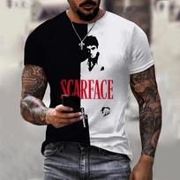 Scarface Klasikinis Filmas 3D Spausdinimo Sportiniai Greitai Džiūstantys Kvėpuojantys Vyriški Marškinėliai Lauko Gatvės Harajuku Laisvalaikio Mados Gerbėjų Trumpomis Rankovėmis L black