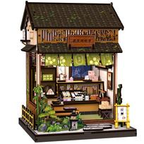CuteBee Book Nook Kit Dollhouse Kit Miniature House Japanese Style Wooden Puzzle LED Light 3D Puzzle Bookend Sweets Perfect for Beginners and Junior brown