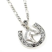 Sterling Silver 925 Onyx Necklace Horseshoe Horse U Horseshoe Natural Stone Power Stone [Ishiki] [664svn] juoda