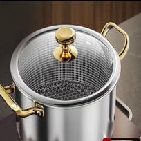 316 Stainless Steel Honeycomb Induction Cooker Soup Pot and Steamer Set white