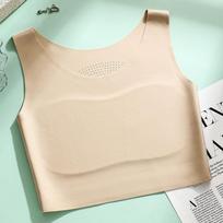 Women Seamless Invisible Chest Binder Sports Tank Top Bra L smėlis