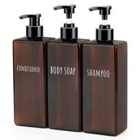 Segbeauty šampūno buteliukų rinkinys 3 vnt. 500 ml rudi daugkartinio naudojimo buteliukai indas stilingas vonios kambario prausimosi patalpos alkoholio indų ploviklio tinkamas black