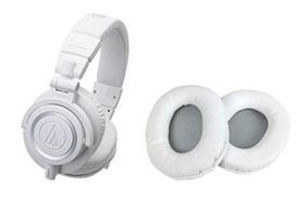 Profesionalios monitorinės ausinės Baltas atsarginių ausų pagalvėlių rinkinys audio-technica ATH-M50xWH + HP-M50xWH balta
