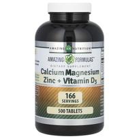 Nuostabus maistingumas, nuostabios formulės, Kalcis Magnis Cinkas + Vitaminas D3, 500 tablečių