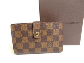 Authentic LOUIS VUITTON Damier Brown Leather Bifold Wallet Viennois #a460  Seller refurbished