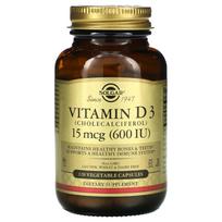 Solgar, Vitamin D3 (Cholecalciferol), 15 mcg (600 IU), 120 Vegetarian Capsules
