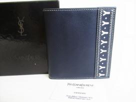 Autentiška Yves Saint Laurent YSL jūrų laivyno odinė bifold piniginė Nr. 8535 Refurbished