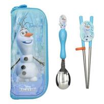 Lilpang Frozen 2 Olaf Stainless Steel Orthodontic Safety Spoon + Case Set, Mixed Colors, Spoon + Chopsticks + Case, 1 Set white