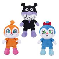 SEGA TOYS Anpanman Prichi Beans S Plus 3 pliušinių žaislų rinkinys Baikinman Dokin-chan Kokin-chan black