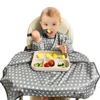 Aiju prie stalo integruojamas kūdikio maisto seilinukas ilgomis rankovėmis, atviras tipas, pilkas, 1 vnt., 1 vnt. beige