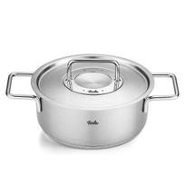 Fissler puodas 24 cm Pure Collection troškintuvė su nerūdijančio plieno dangčiu Dujoms ir kaitlentėms Suderinamas Pagaminta Vokietijoje Japoninis sidabro spalvos Dviejų rankenų [Įgaliotas produktas] sidabras