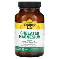 Country Life, Chelated Magnesium, 250 mg, 90 tablečių