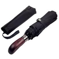 Britiškas skėtis GQ Graži natūralaus medžio rankena Britiškas Balios Dvigubo kupolo sulankstomas skėtis Skėtis Atsparus vėjui 65 cm 8 šonkauliai 395 g Automatinis For juoda