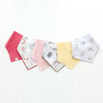 Dream Tofu Girls’ Double Gauze Scarf Bibs A Set, korean baby products white