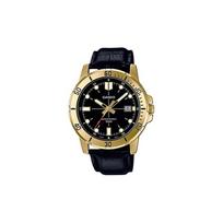 Casio STANDARD Series 50 Meters Waterproof Quartz Movement Leather Strap Japanese and Korean Watch Men's Watch Black Dial MTP-VD01GL-1E juoda