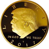 Donaldas Trumpas Auksinė Moneta 2017, Auksu Padengta Kolekcinė Moneta, 45-asis Prezidentas, Autentiškumo Sertifikatas Oficialus GOPBOX