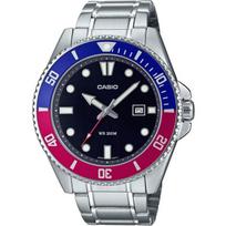 CASIO MDV-107D-1A3 Analoginis Kvarcinis Mėlynas x Raudonas Rėmelis Metalinė Apyrankė MDV-107D-1A3V gray