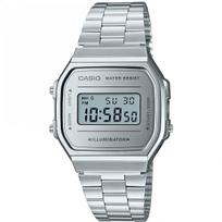 Casio Vintage A168WEM-7DF Unisex Digital Watch Full Silver Mirror Face Stainless Steel gray