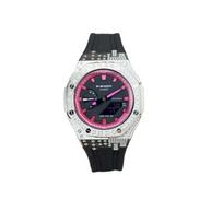 CASIO Custom Collection Quartz Movement Fluoroelastomer Strap Watch Unisex Black Dial GA2100-7A(Watch6--) white