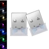 FACETHALO USB Lemputė Automobilio LED Mini Aplinkos Apšvietimas Piršto Dydžio 7 Spalvų Kaita (2 rinkinys) gray