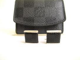 Authentic LOUIS VUITTON Damier Graphite Steel Black Leather Cufflinks Cuffs #9686  Seller refurbished
