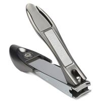 Nagų žirklutės su surinktuvu, itin tvirtos, pagamintos iš nerūdijančio plieno, nagų ir kojų nagų kirpiklis su lenktais chirurginiais ašmenimis ir dilde, ergonomiška rankena su gray