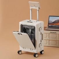 Xiao Yan Front-Opening Carry-On Luggage with USB and Cup Holder 20 inch gray