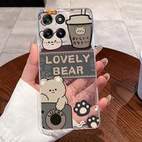 Dėklas Motorola Moto G67 Power G57 Power Dėklas Estetiškas Madingas Mielas Katukas Minkštas Silikoninis Galinis Dangtelis Skaidrus TPU Telefono Dėklas Motorola Moto G67 Power gray