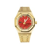 CASIO Unisex Liquid Crystal/Analog Dual Display Series 44.5mm Red Watch GA-2100-4A(Team788--2) Red beige