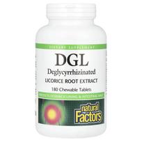 Natural Factors, DGL, šaknų ekstraktas, kramtomosios 180 tablečių