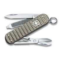 VICTORINOX Classic Precious ALOX kolekcija Begalinės pilkos spalvos Šveicariškas armijos peilis Daugiafunkcinis peilis Lauko stovyklavimo žirklės su plokščiu galvutės atsuktuvu gray