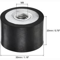 4Pcs Round Rubber Mounts Black Shock Absorber Female Vibration Isolator  Air Compressor M8xD30mmxH20mm