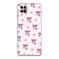 Telefono dėklas Samsung Galaxy A13 A33 A35 A55 A73 A53 A23 A51 A71 A21S A31 A41 A05s A03S A15 A25 5G Dangtelis Mielas Rožinis Širdelės Kaspinėlis Samsung A05