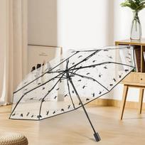 Japoniškas mielas katinas ir šuo permatomas skėtis mergaitei studentei automatinis ilga rankena aukšto lygio mažas šviežias dvigubas skėtis vietoje transparent umbrella