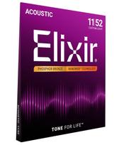 Elixir NANOWEB Fosforo Bronzos Individualūs Šviesūs Akustinės Gitaros Stygos, .011-.052, #16027 blue