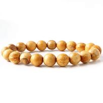 Palo Santo apyrankė 10mm Peru Šventas Medis Šventoji Mediena Mediniai Maldos Karoliukai Kvapni Mediena Vidinis Skersmuo [AUKSO AKMUO] Apytiksliai. 15,5 cm beige
