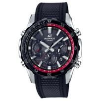 CASIO EDIFICE 100m atsparumas vandeniui Saulės energija veikiantis kvarcinis mechanizmas Dervos dirželis Laikrodis Unisex Juodas ciferblatas EQW-T670PB-1A Black Dial gray