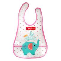 Fisher Price baby food bib, pink, 1 piece, 1 piece white